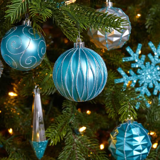 52ct. 6" Blue & Silver Shatterproof Ornament Set